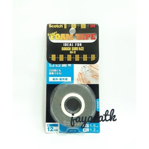 DOUBLE TAPE SOLASI DOUBLE FOAM BUSA MOUNTING 3M SCOTCH SUPER KUAT UNTUK UBIN KAYU 12MM X 1,5M KH-12