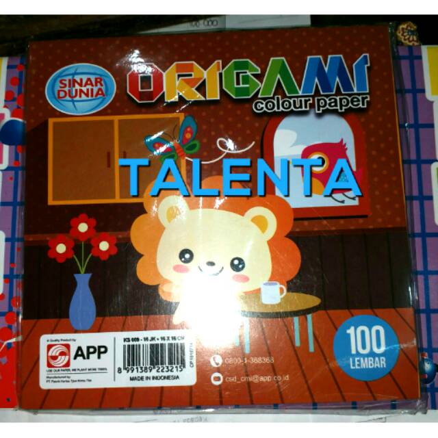 Kertas Lipat / Origami SiDu 16cm Besar 100 Pcs