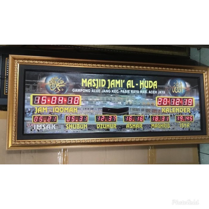 JAM MASJID DIGITAL JAM ADZAN JADWAL SHOLAT CUSTOM NAMA MASJID 40 x 100 cm