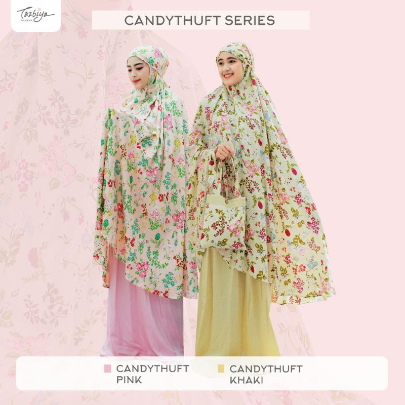 Mukena Tazbiya Candytuft Series Allsize Jumbo Dewasa Katun Rayon Motif