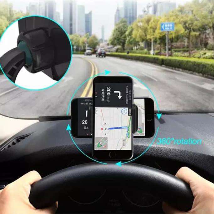[COD] Car Phone Holder Hp Mobil Dashboard Spion Sunvisor Free Rotate 3in1 Universal Jepit 360