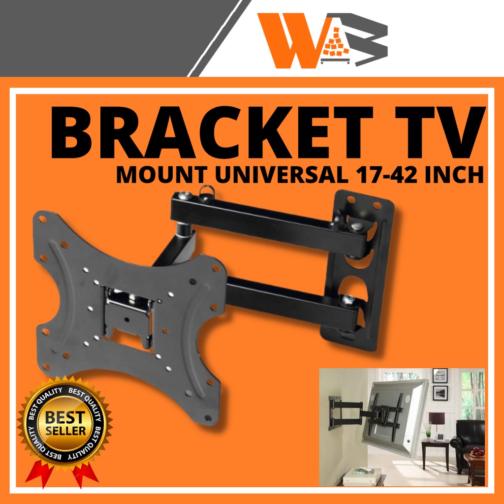 COD Bracket TV Monitor Braket Dudukan TV Dinding Led Gantung Telescopic 2.5mm 200 X 200 Untuk Tv 17-42 Inch D09