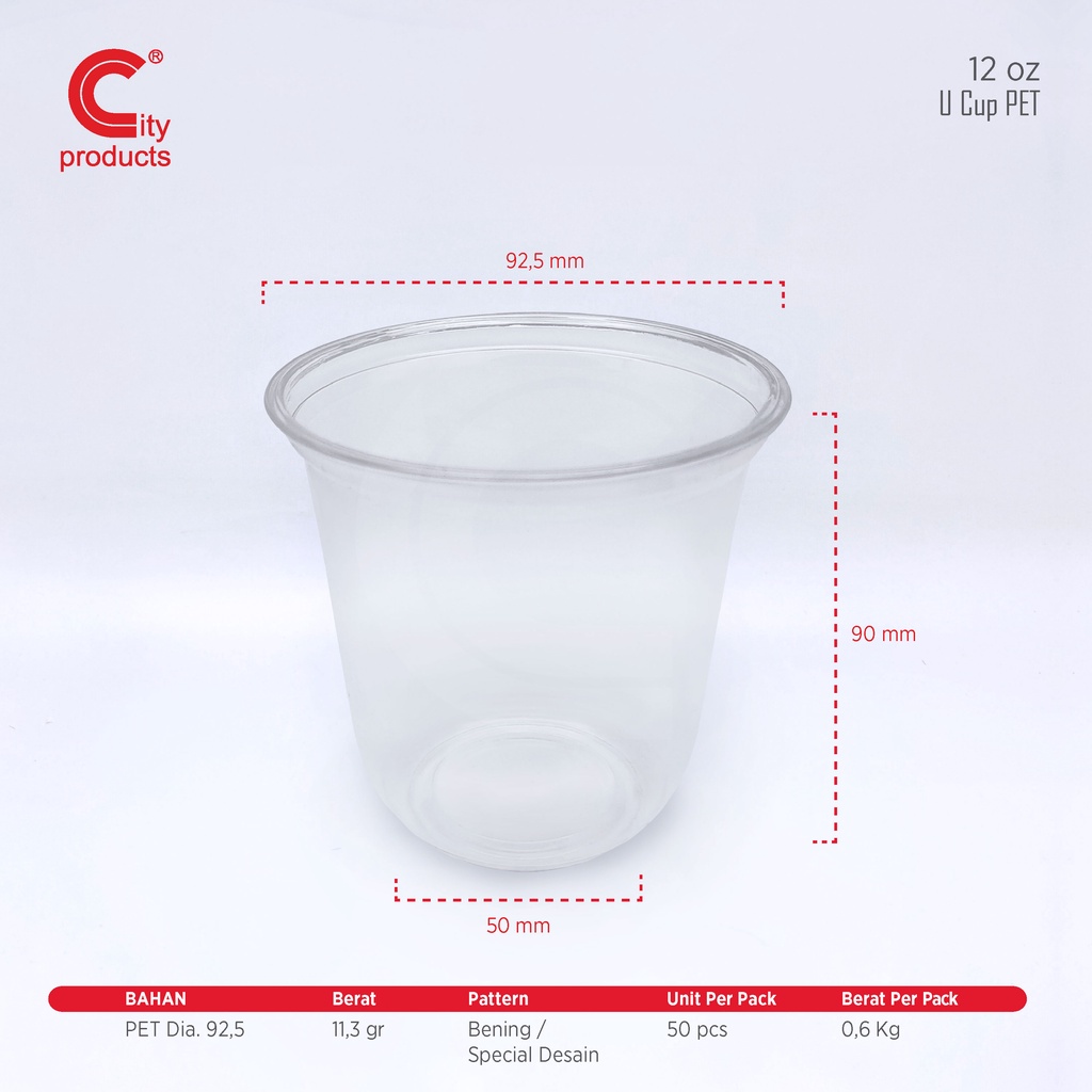 Cup Plastik Oval 12 oz PET / U Cup 12 oz Plastik PET