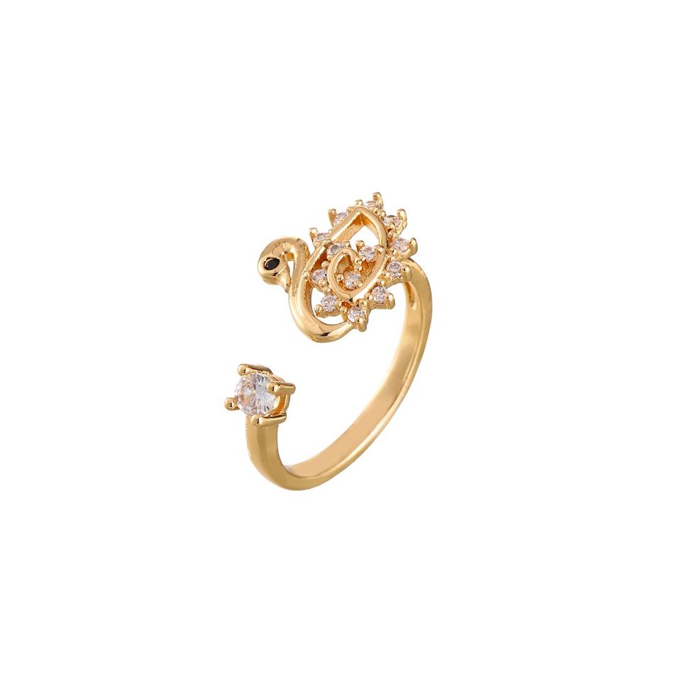D.G.C  Cincin Titanium Anti Karat Mewah Cincin Angsa Permata Aksesoris Fashion Cincin Wanita D670 - 