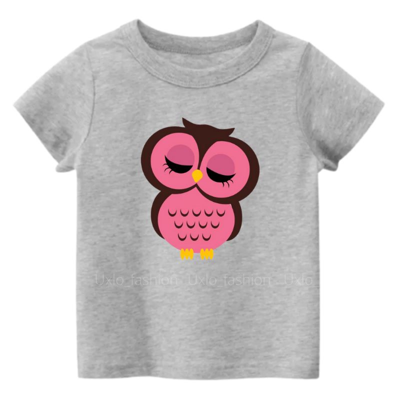 Baju Kaos Anak Perempuan Murah Motif Owls Sablon Digital Umur 2 3 4 5 6 7 8 9 Tahun Uxlo Fashion