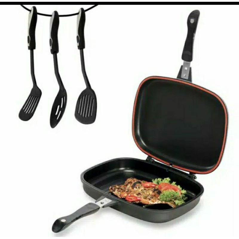 Ichef double pan/ panggangan /alat pembakar/grill