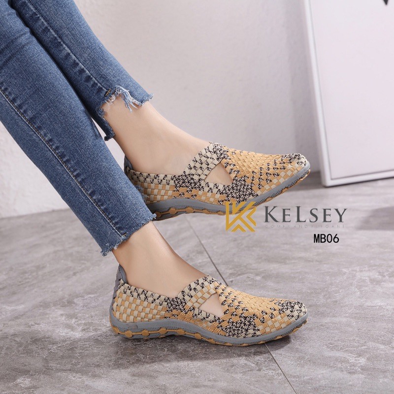 (GRATIS ALAS KAKI) NICOLE SEPATU FLAT  RAJUT WANITA Kelsey MB06 RAJUT SHOES Flats Shoes Rajut anyaman