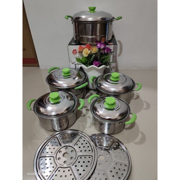 panci susun warna/panci set murah/panci beranak/panci kukus murah