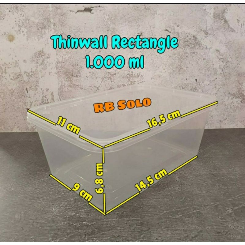 Thinwall Rectangle 1000 ml microwave oven safe
