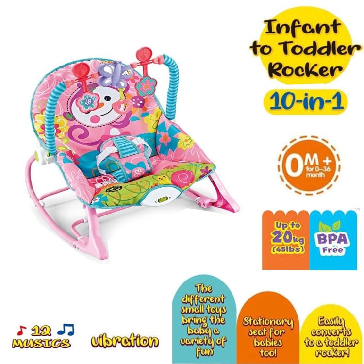 READY GOJEK Bouncer Kursi Goyang Manual Bayi Space Baby Sugar Baby Mastela 10in1-Pink Monkey Bouncer