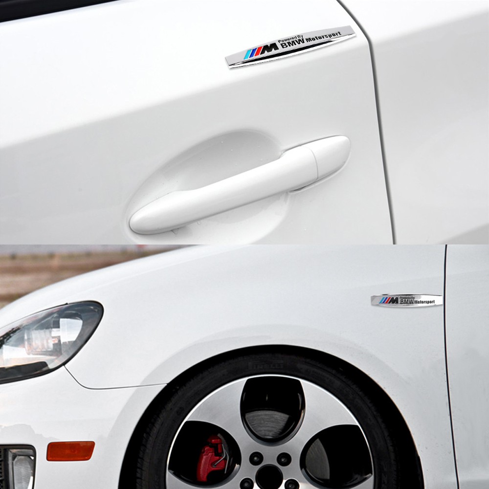 2pcs Stiker Emblem M Power Alpina Hamann Ac Schnitzer Bahan Metal Untuk Body Samping Mobil Bmw X5 X1 X3 X6 Z4