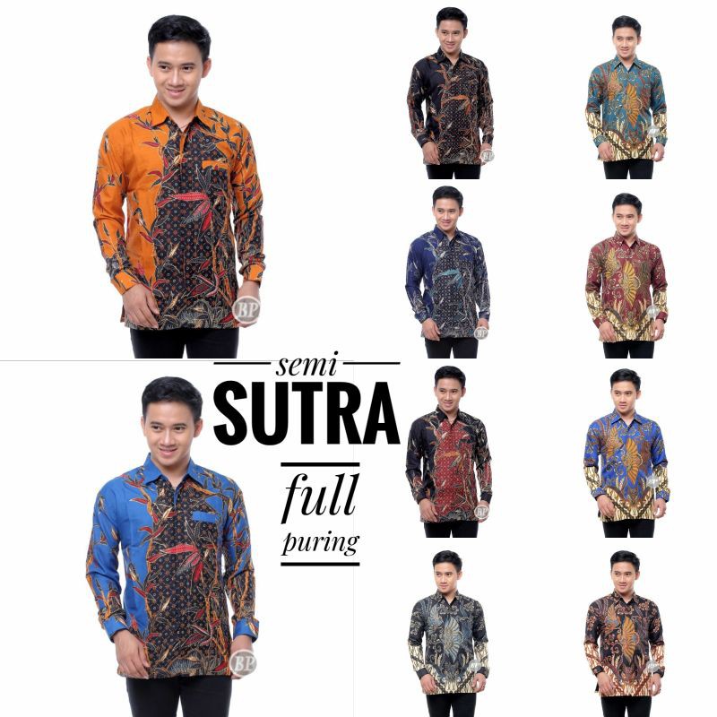 batik semi sutra lengan panjang | kemeja batik pria semi sutra