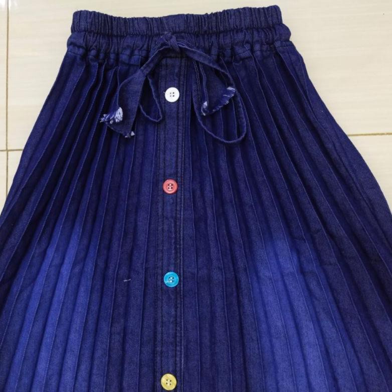 Qimfashion.id TERBARU  Rok Plisket Levis Anak / Rok Plisket Jeans Anak / Rok Jeans Anak Perempuan ( 