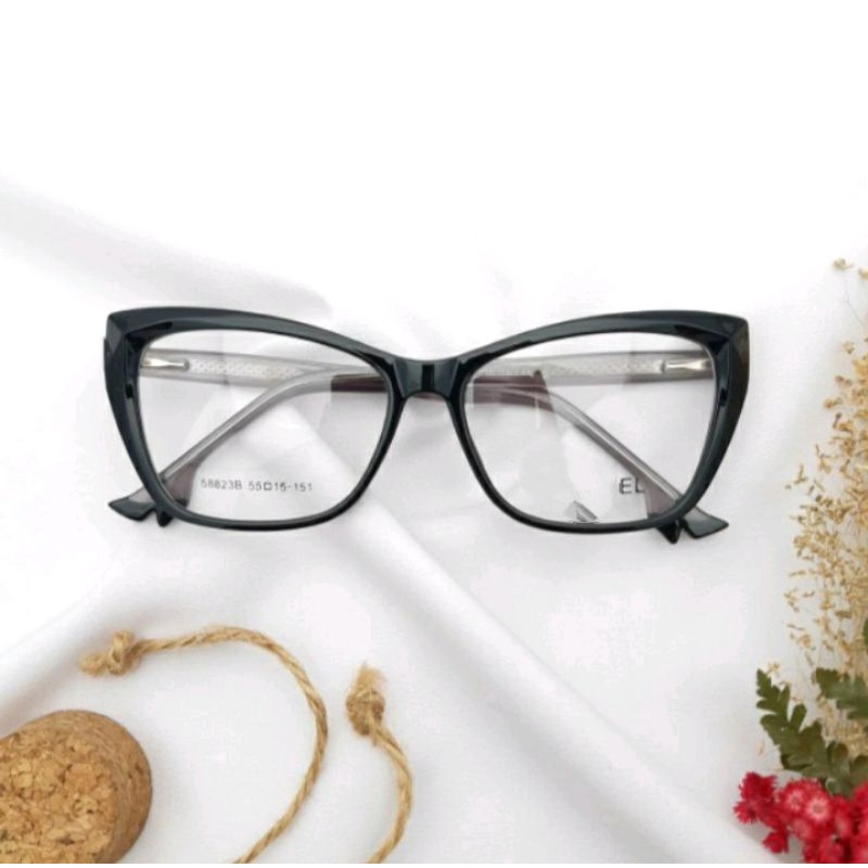 kacamata wanita  minus normal clynder frame 58823 cat eye