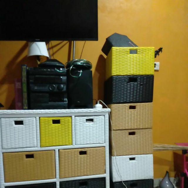 Rak Laci 4 Kotak Rotan Sintetis Termurah