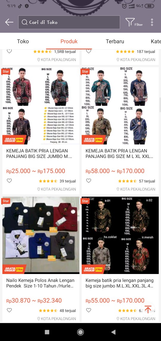 Kemeja Batik Pria Lengan Panjang Big Size M L Xl Xxl 3xl 4xl 5xl 6xl 7xl 8xl 9xl 10xl