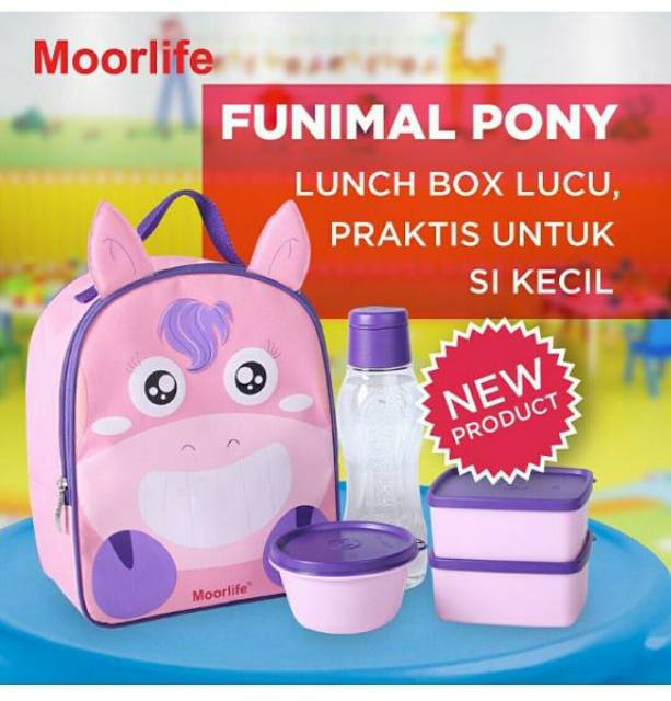 MOORLIFE Set lunch Box Funimal monkey / pony TERMURAH