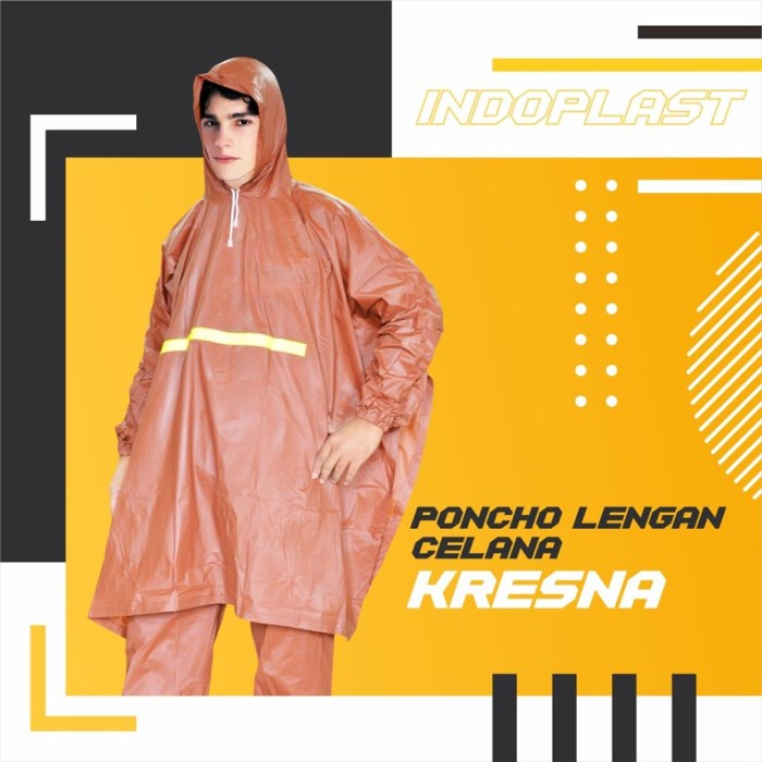 Setelan Jas Hujan Ponco Celana Lengan / Jas Hujan Pria - Kresna - COKLAT(S7T9) Jas Hujan Motor Extri