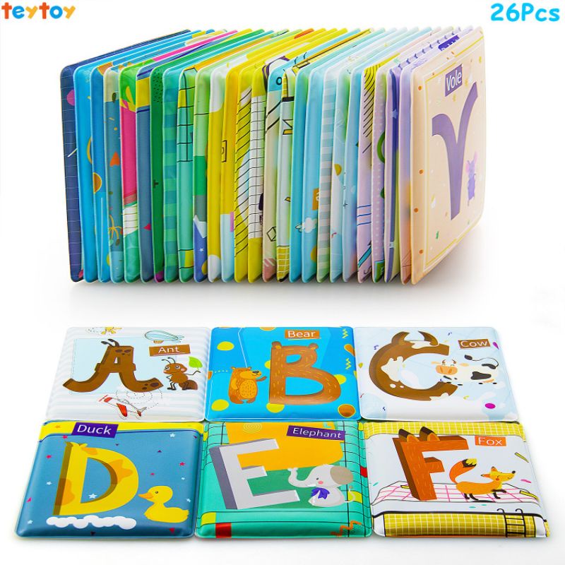 Mainan Edukasi Bayi Flash Card Kartu Pintar Alphabet Mainan Mandi Anak Bath Book Soft Cards TEYTOY Baby Toys Infant Bath Toy, ABC Alphabet Cards Waterproof Early Learning Educational Toy Buku Bantal Mainan Mandi Anti Air Kado Ultah Ulang Tahun Anak