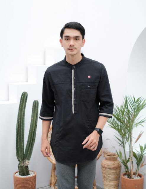 BAJU KOKO KURTA PAKAIAN MUSLIM PRIA BERKUALITAS WARNA DENIM HITAM PUTIH CHOCOMILK UKURAN M L XL