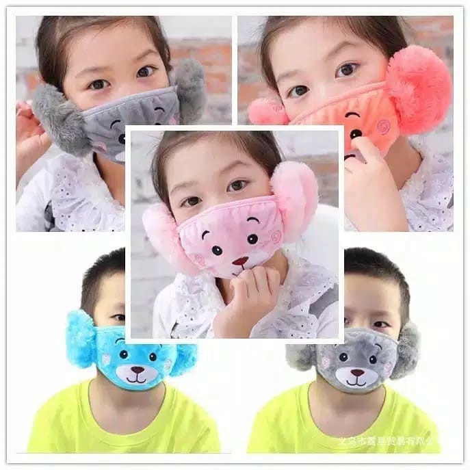 EARMUFF MASKER MASKER ANAK KARAKTER LUCU/UNIK BULU MURAH ANTI DEBU DAN VIRUS USIA 2 - 6 TAHUN MASKER