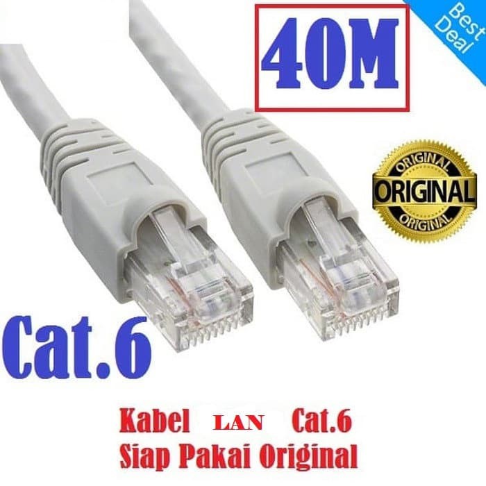 Kabel UTP LAN Cat 6 40 Meter siap pakai up to 1Gbps 40m