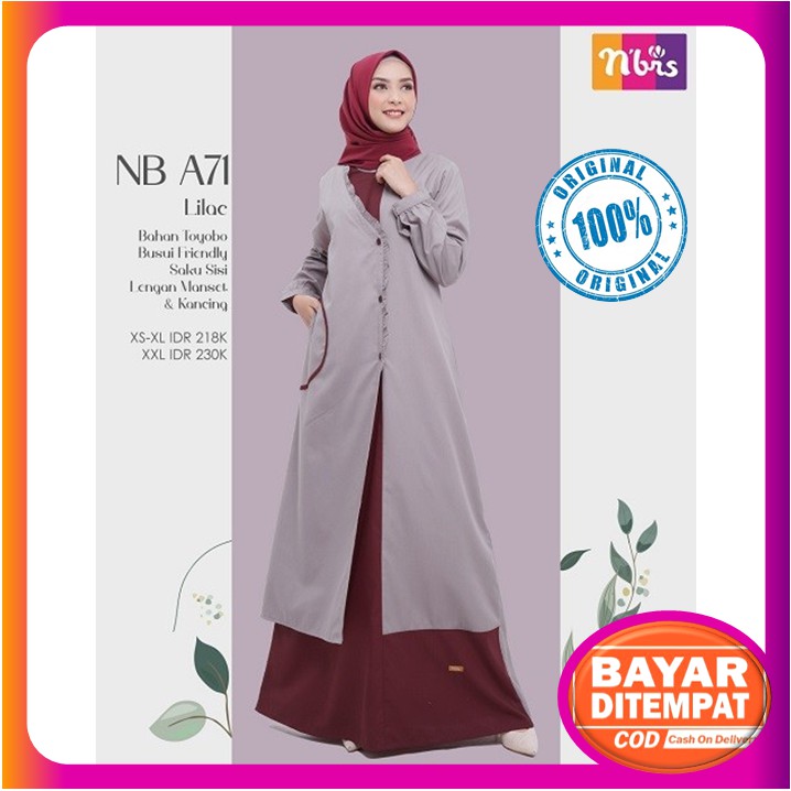 Nibras Gamis Terbaru 2021 Baju Gamis Nibras Wanita Original Ori Warna Lilac Toyobo NB A71 NBA 71