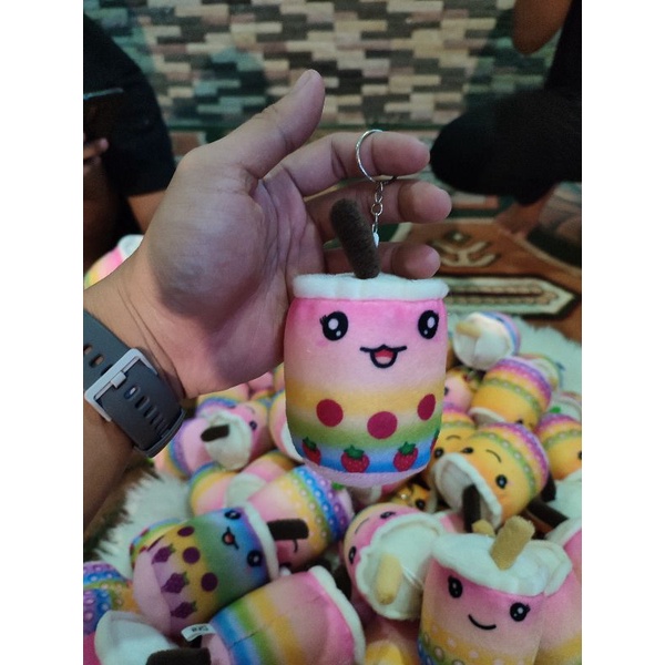 Gantungan Kunci Boneka Boba Rainbow Pelangi Terbaru Lucu Imut Ukuran 15cm