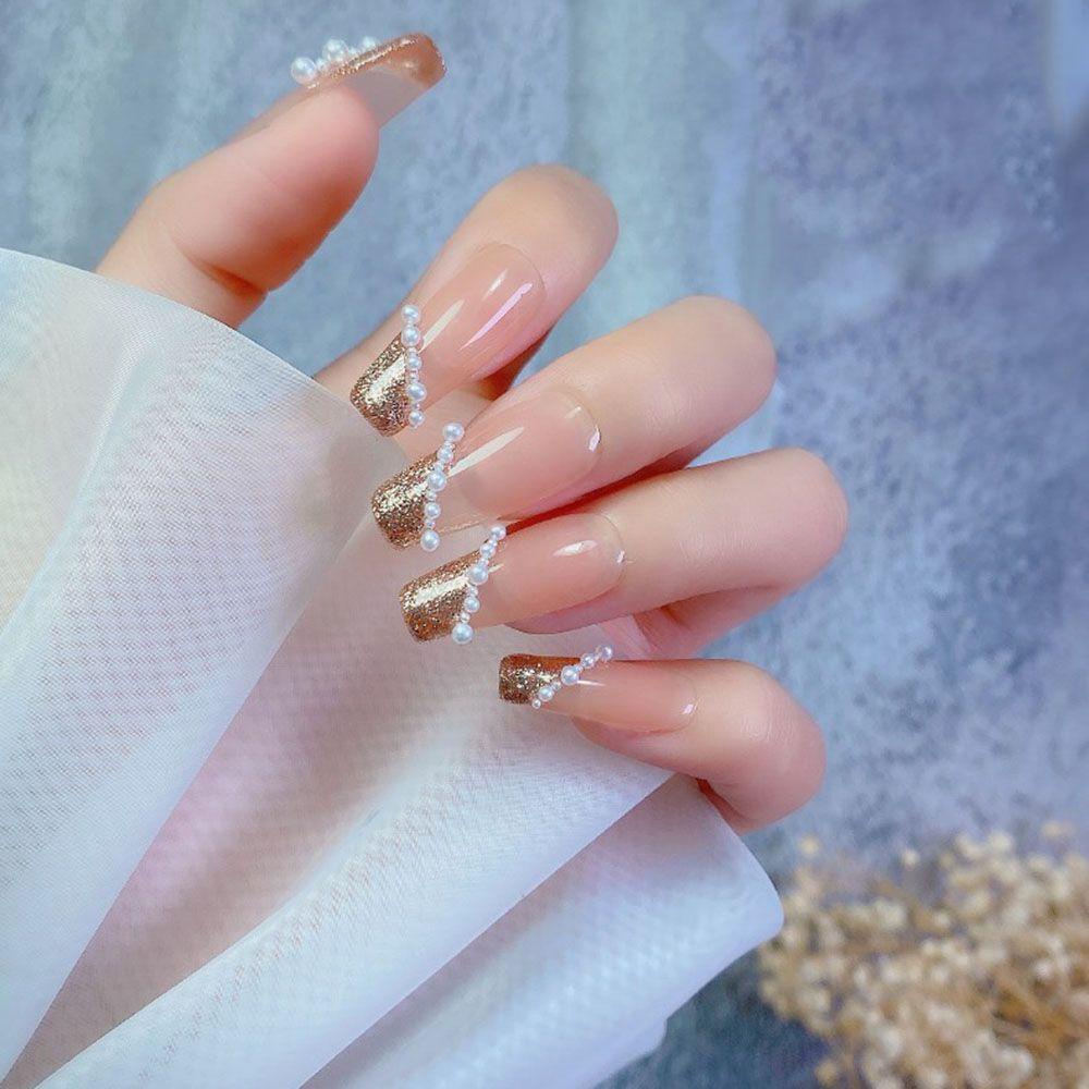 Mxbeauty Mutiara Nail Art Perhiasan Elegan Menawan Flat Bottom Pearl Symphony Putih Murni DIY Hiasan Kuku