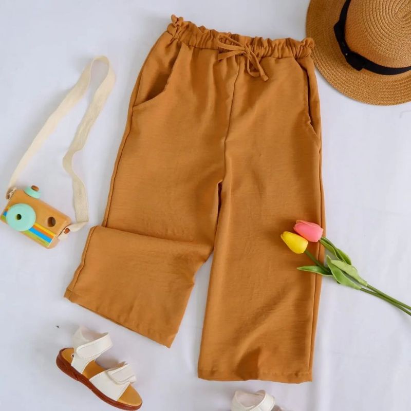 Celana Kulot Anak Ribon Pants / Celana Panjang Kulot Polos Ada Tali Pita Pants Kids / Celana Panjang Anak Tali 1-5 Tahun