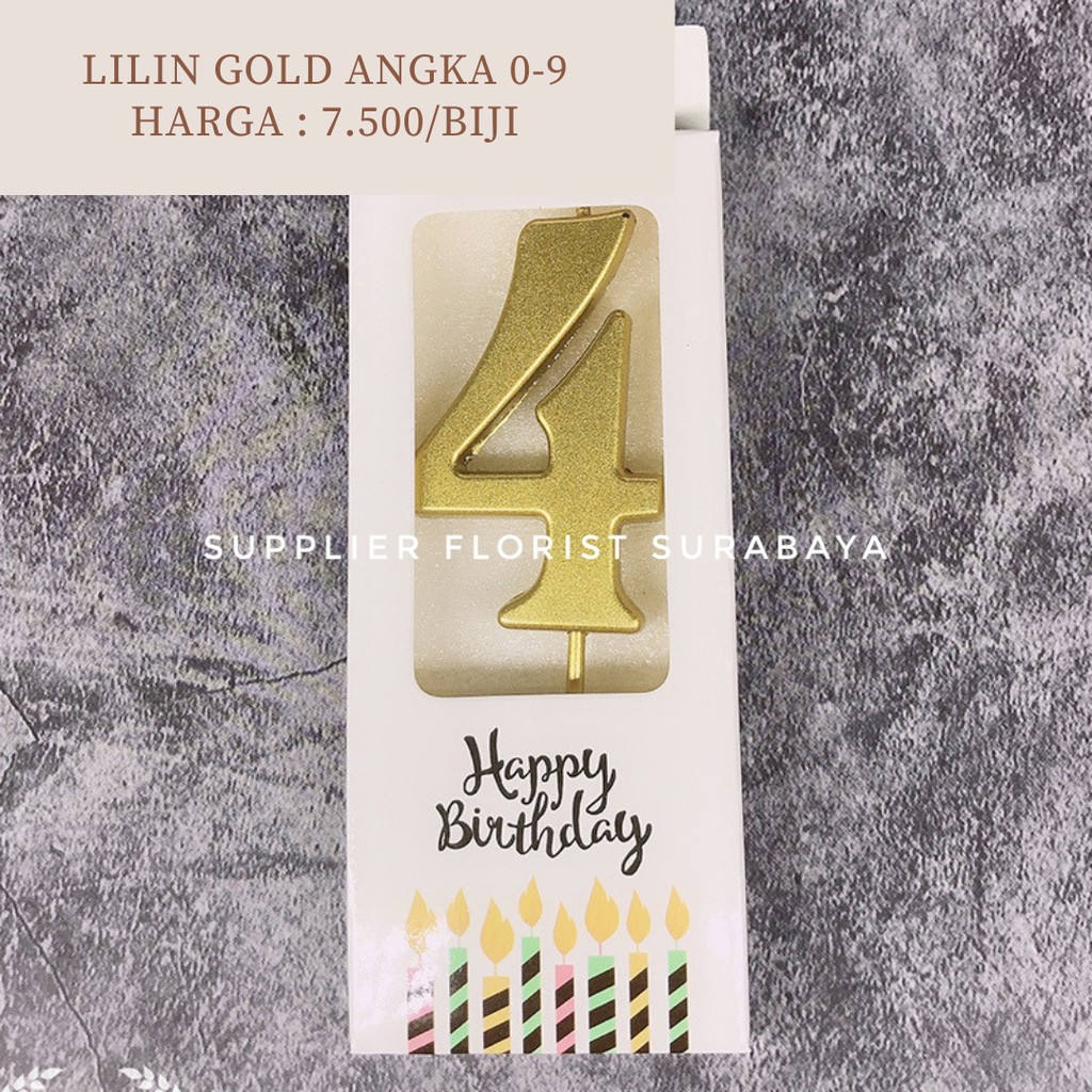 LILIN ANGKA ULANG TAHUN HAPPY BIRTHDAY GOLD 0-9