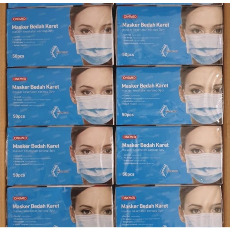 Masker Bedah 3ply Onemed  earloop 3 ply total protection