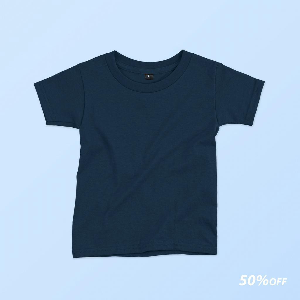 Baju Kaos Polos Anak Bahan Cotton Combed 24s Warna Navy Umur 1-8 Tahun Size S-XL