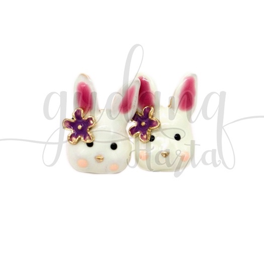 Anting Stud And Jepit Mini Rabbit Earrings Motif Kelinci GH 203338