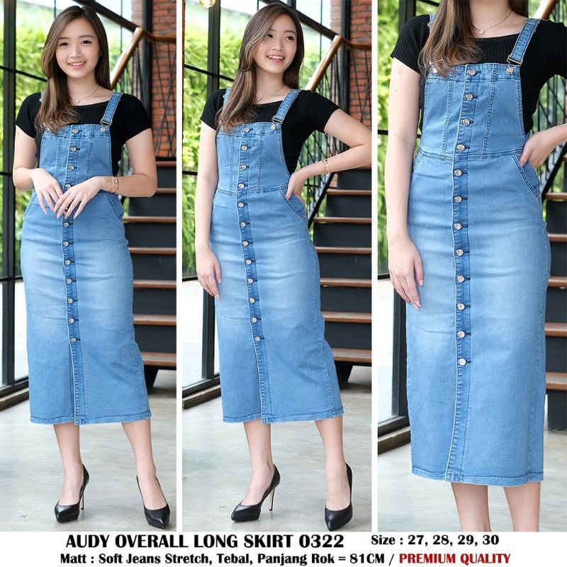 MIDI FIRLY OVERALL JEANS JUMBO REDISA GAUDY SKIRT RAWIS 28-34