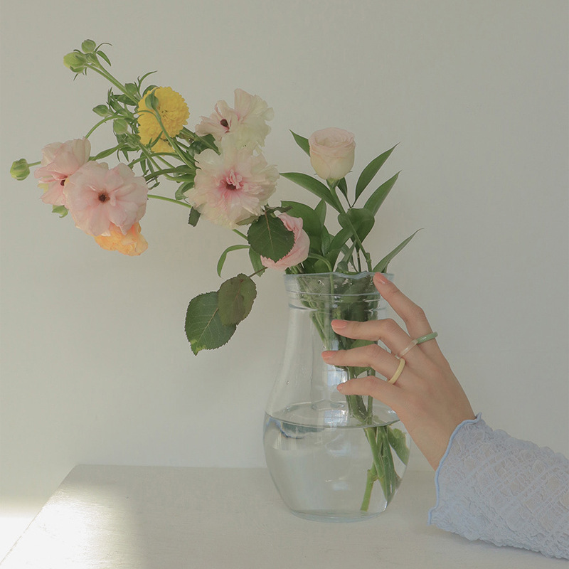 We Flower Cincin Bahan Akrilik Warna Permen Gaya Korea Untuk Wanita