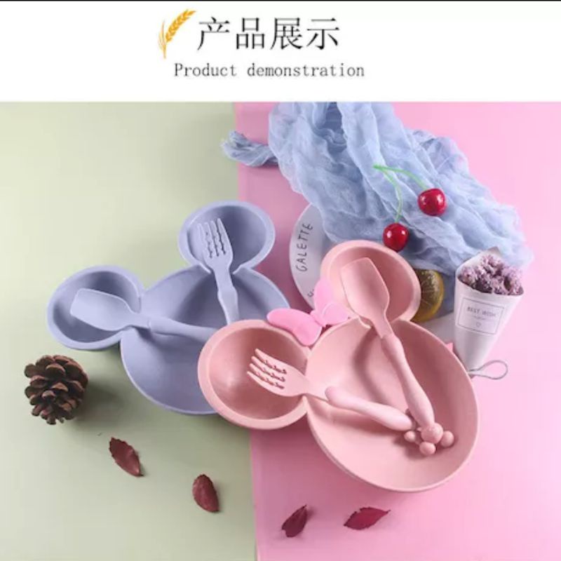 Set Alat Makan Mangkok Bayi Karakter Sendok+Garpu