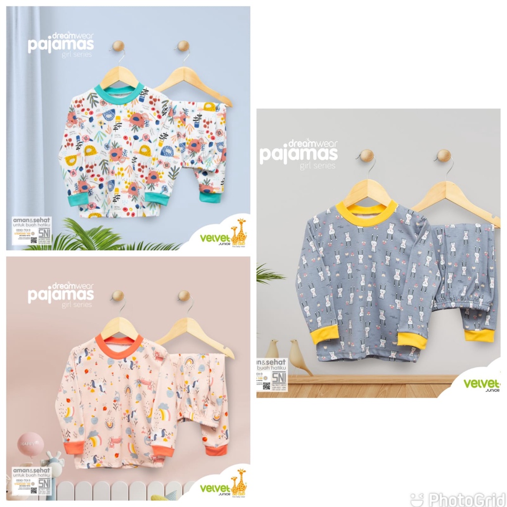 Baju Tidur Piyama Anak Perempuan Velvet Junior Big Size 9 tahun