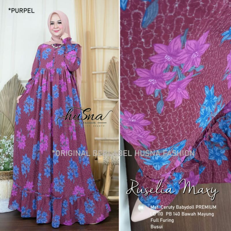GAMIS MAXY // RUSELIA MAXY BY HUSNA // GAMIS BAHAN CERUTY BABYDOLL PREMIUM