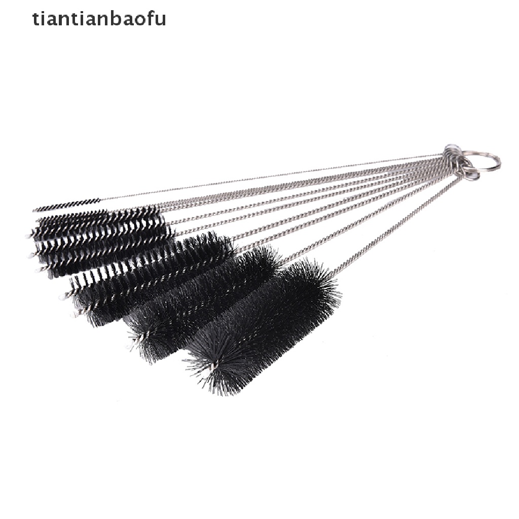 (Tianbaofu) 10pcs Sikat Pembersih Pipa Tembakau / Airbrush Bahan Nilon + Stainless Steel