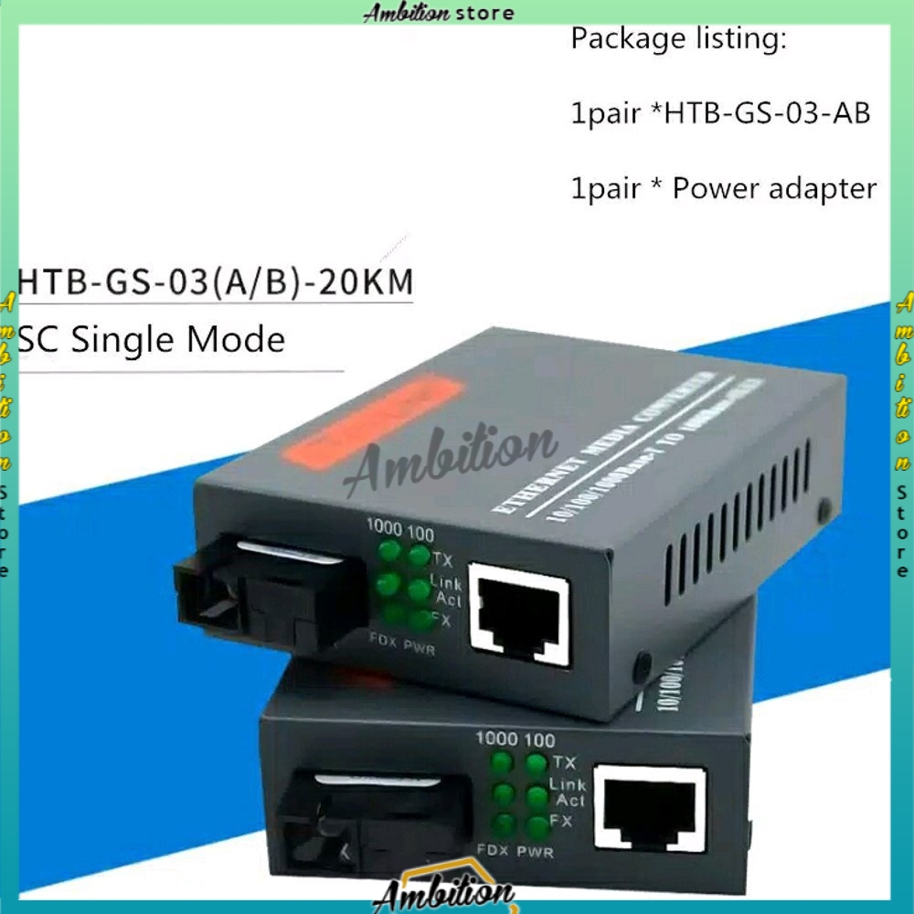 sepasang 1000Mbps htb-gs-03 A / B NETLINK Gigabit 1000Mbps Fiber Optical Media Converter