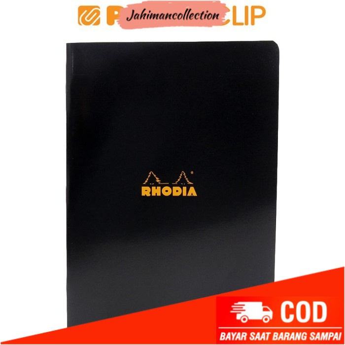 

✨ BISA COD ✨ NOTEBOOK RHODIA A4 STAPLEBOUND BLACK LINED 119169C