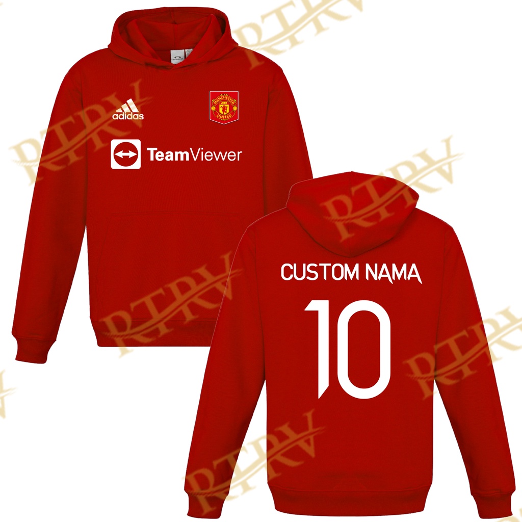Jaket Sweater Hoodie Anak Jersey MU / Manchester United Custom Nama