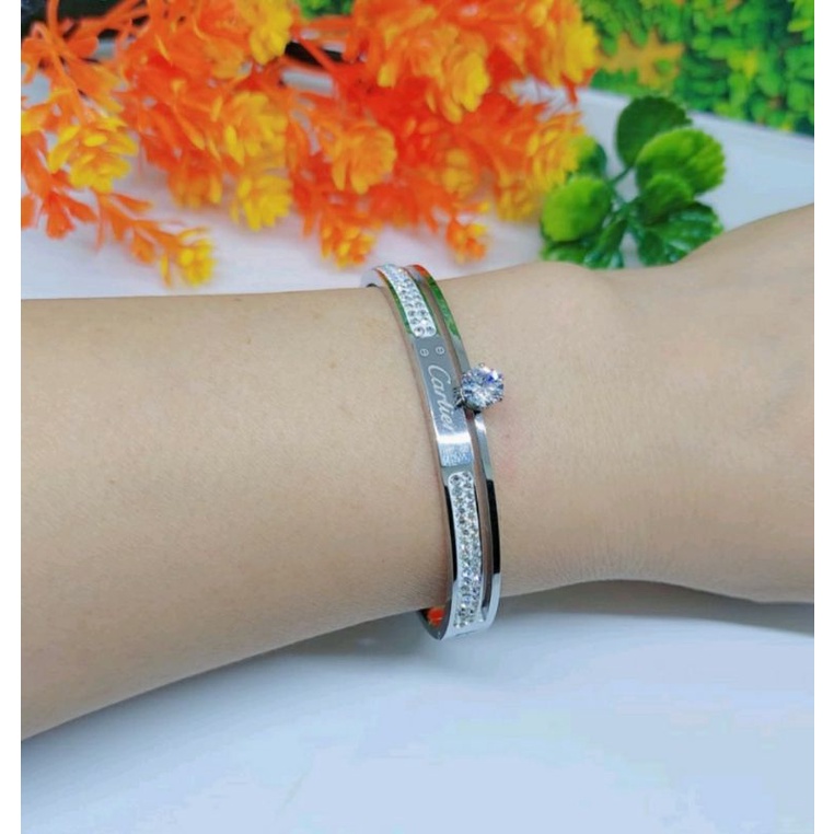 Gelang tangan titanium / gelang CTR batu zircon