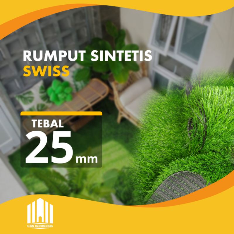 Rumput Sintetis Swiss Jepang 25 mm Uk. 100 x 50 cm Best Quality