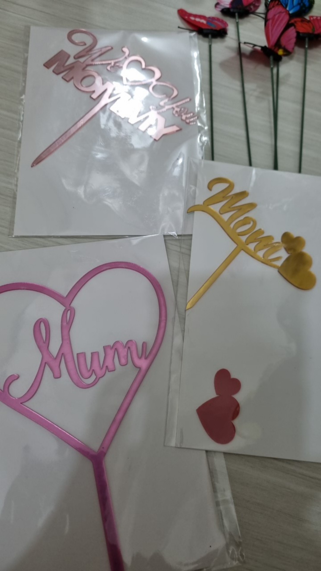 New Happy Mothers Day Acrylic Cake Toppers Gold Mom Birthday Cake Topper  For Mommy Birthday Party Cake Decorations