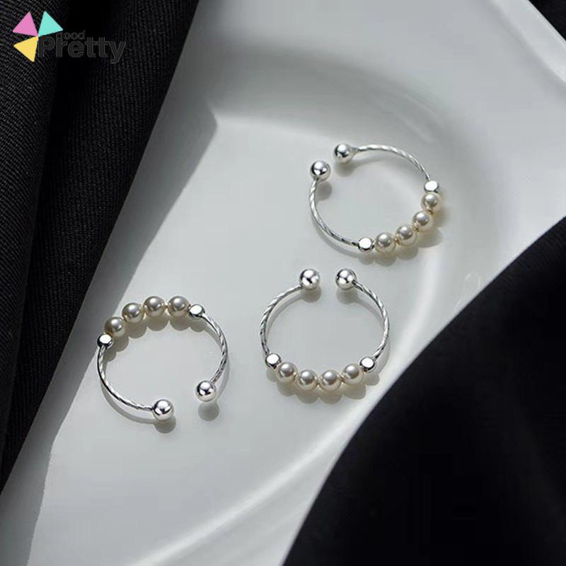 Cincin Mutiara Sederhana Wanita Premium Sense Retro Fashion Temperamen Cincin Pembuka - PD