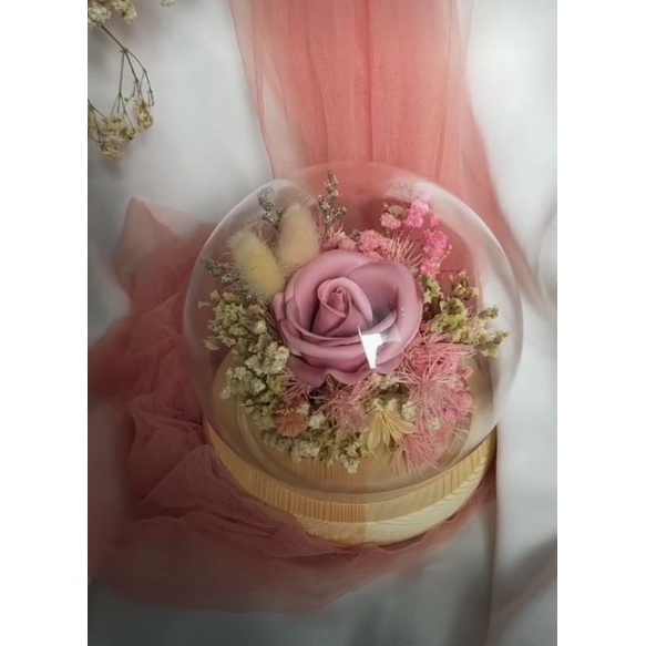 Glass dome dried flowers