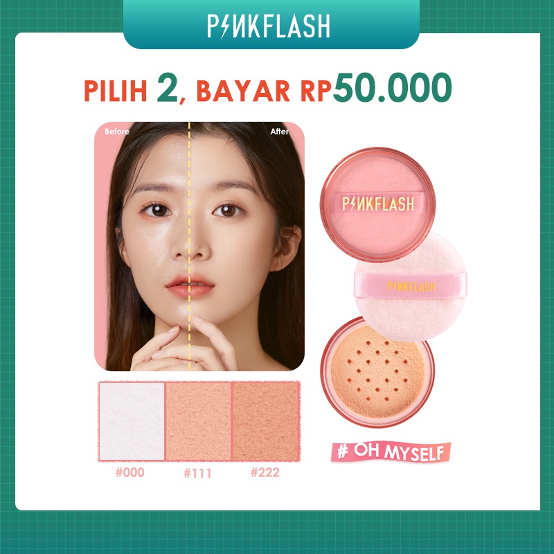 PINKFLASH Oil Controller Loose Powder Bedak Matte Tahan lama Loose Setting Powder 3 Colors