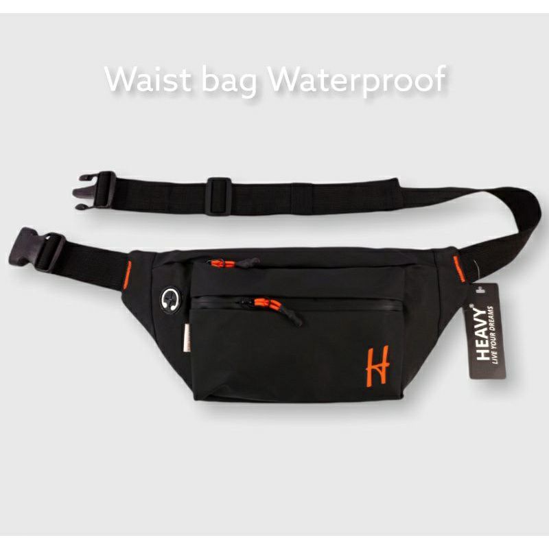 HEAVY Waistbag black waterprooff | Tas pinggang | Tas pria